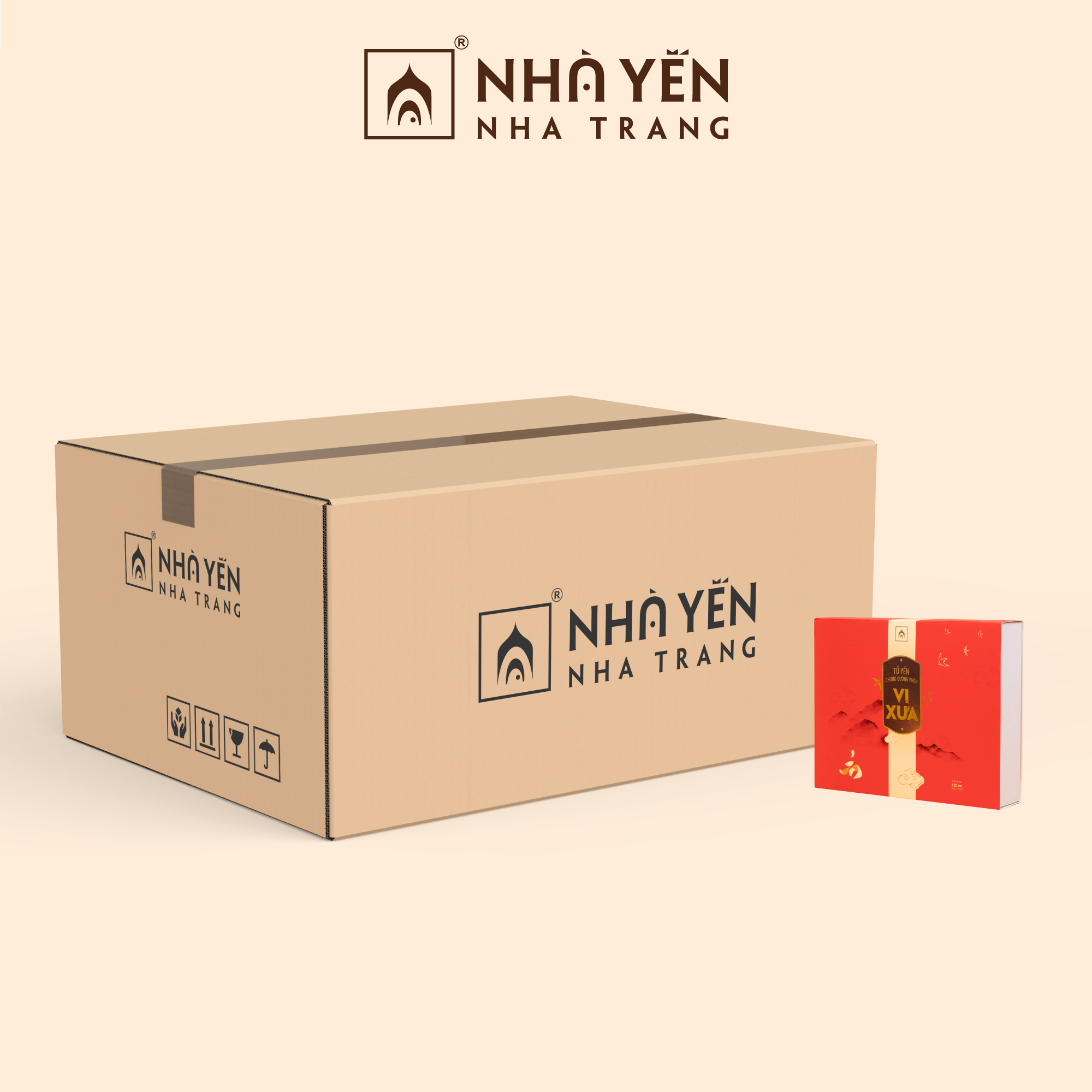Thùng 12 Hộp Nước Yến Sào Vị Xưa - Nhà Yến Nha Trang - Hộp 6 Lọ - Tổ Yến Chưng Sẵn - Nước Yến Chưng Sẵn - Yến chưng táo đỏ - Hàng Chính Hãng
