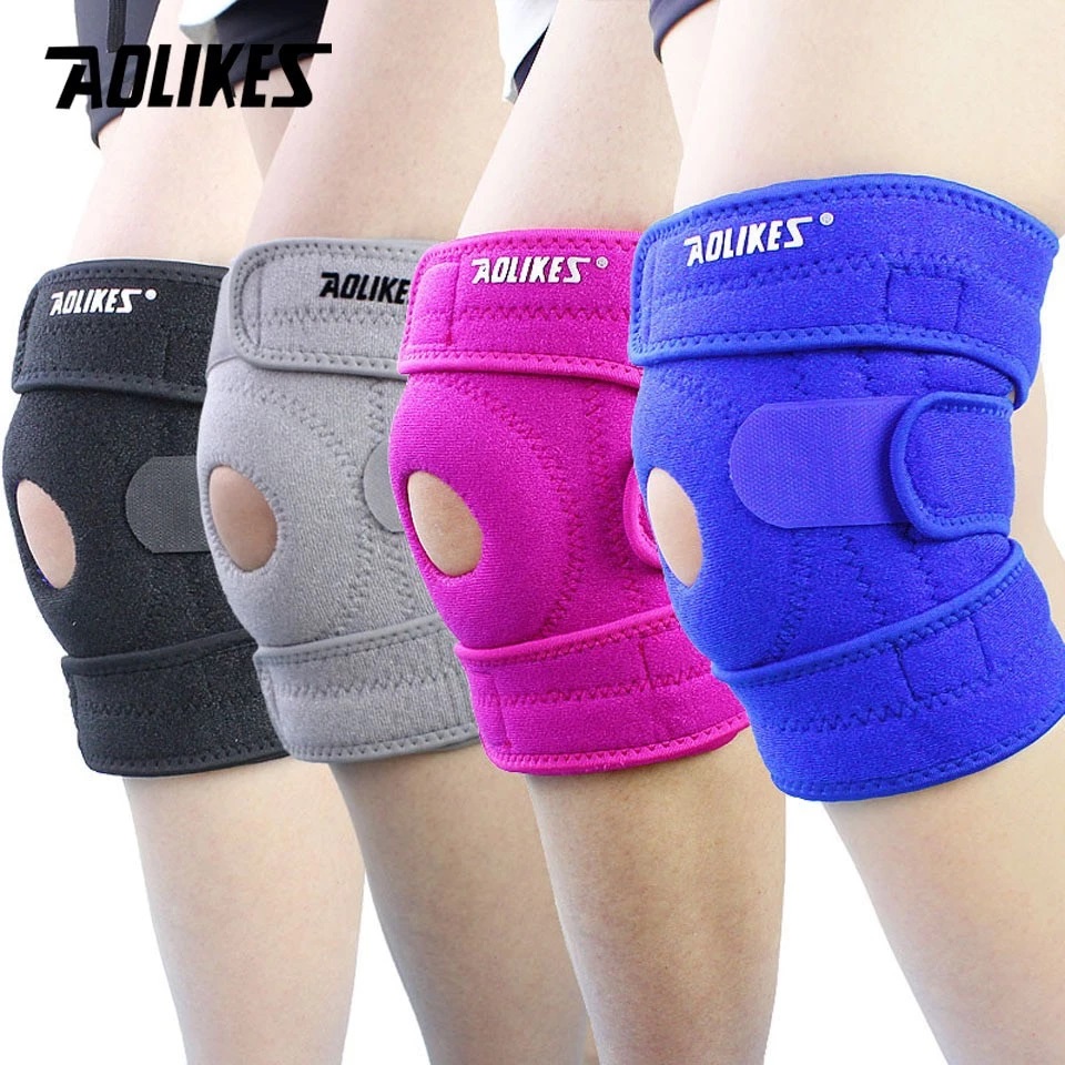 Đai quấn bảo vệ đầu gối thể thao AOLIKES A-7912 thoáng khí, Có 4 thanh trợ lực 2 bên cho gối four spring sport knee support