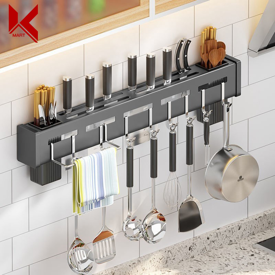 Kệ để dao thớt gắn tường cao cấp Phú Khang, không cần khoan đục - K-Mart