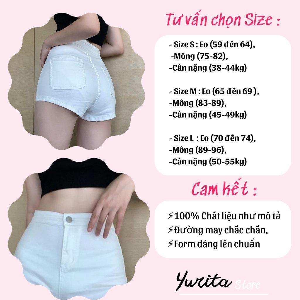 Quần short Jean Trắng đùi nữ Yurita dance cạp cao lưng cao co dãn 4 chiều - Quần đùi cạp cao hách dáng cho nữ
