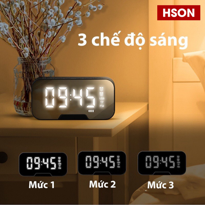 Loa bluetooth đồng hồ G10 cao cấp, loa mini kiêm báo thức, nghe đài FM, màn hình tráng gương hiển thị đèn led