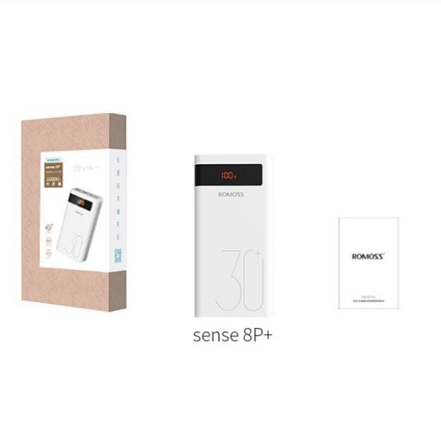 Pin sạc dự phòng Romoss Sense 8P+ 30000mAh Sạc nhanh QC3.0 và Sạc nhanh 2 chiều TypeC (Trắng),HÀNG CHÍNH HÃNG