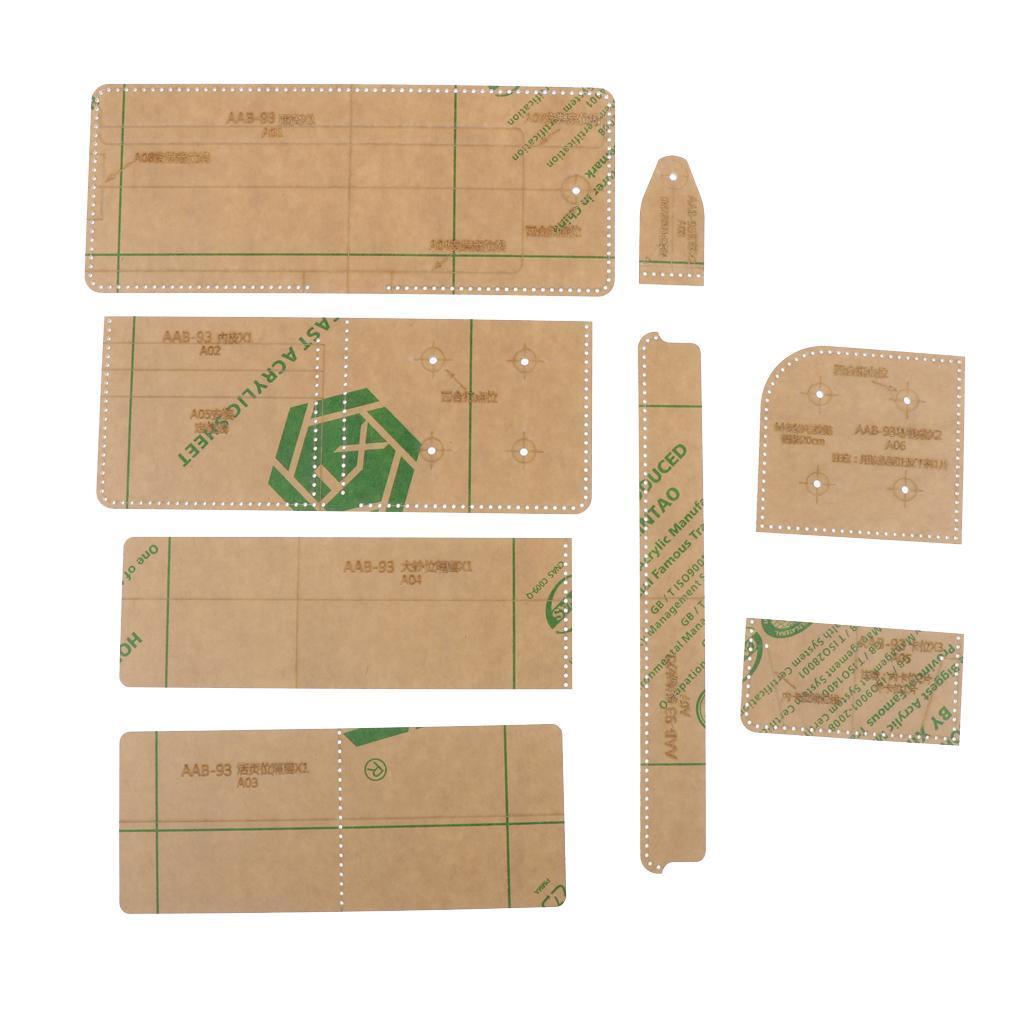 8 Pieces/Set DIY Leather Craft Clear Acrylic Wallet Pattern Stencil Template