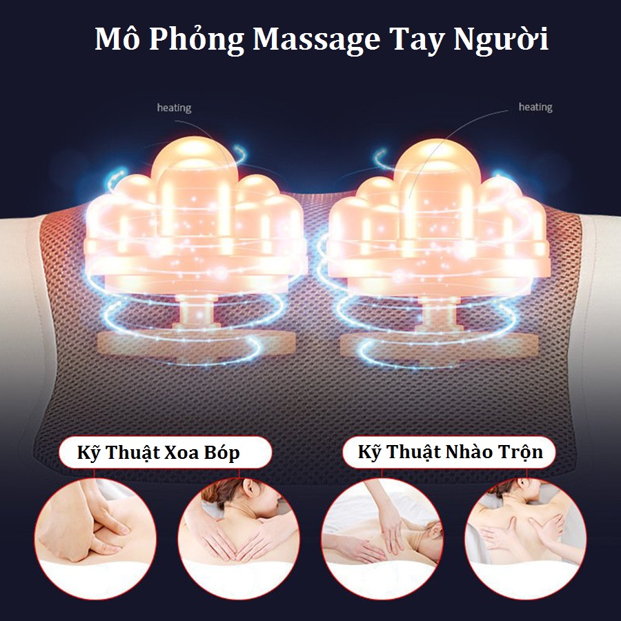 Gối Massage Hồng Ngoại Mát Xa Đa Chức Năng -  Cổ Vai Gáy, Sử Dụng Pin Sạc Tiện Lợi, Phù Hợp Sử Dụng Mọi Nơi, Chất Liệu Da PU Cao Cấp