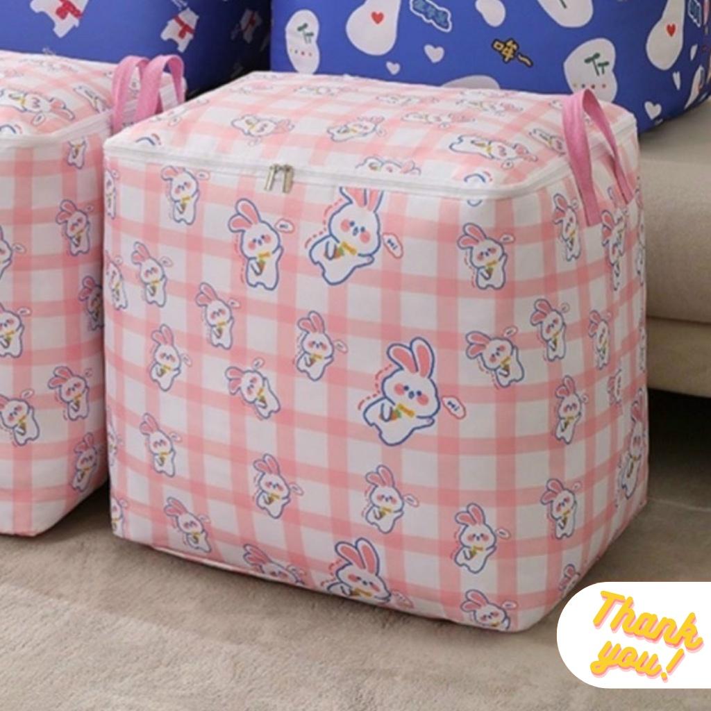 Túi đựng chăn màn quần áo 100L đa năng vải canvas túi có nắp khoá miệng chống thấm nước và côn trùng cất trữ đồ tiện lợi