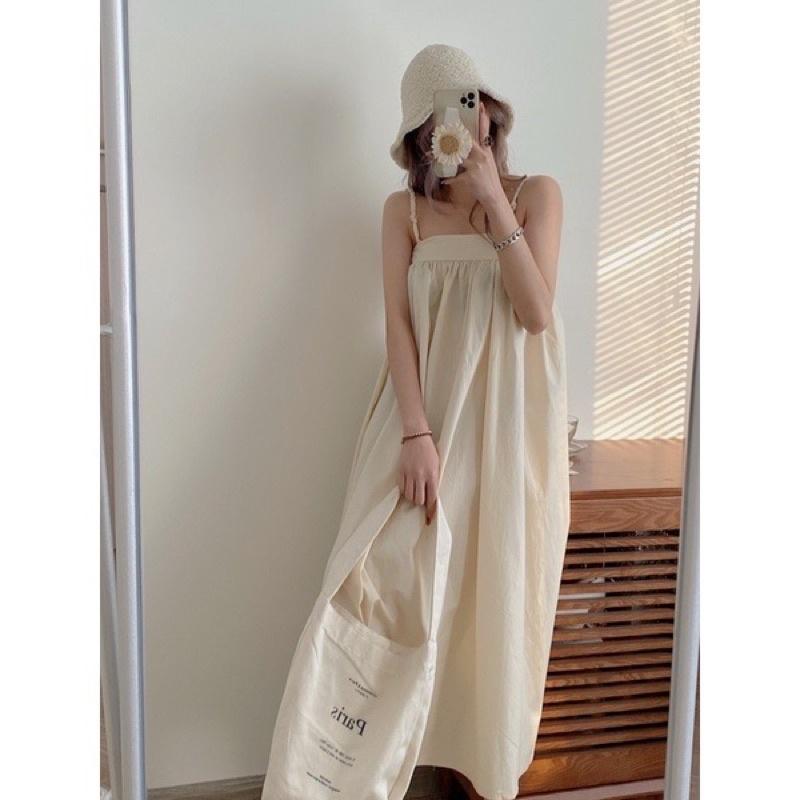 Váy Babydoll dáng xòe thô hai dây form dài vạt bầu cực xinh nhiều màu