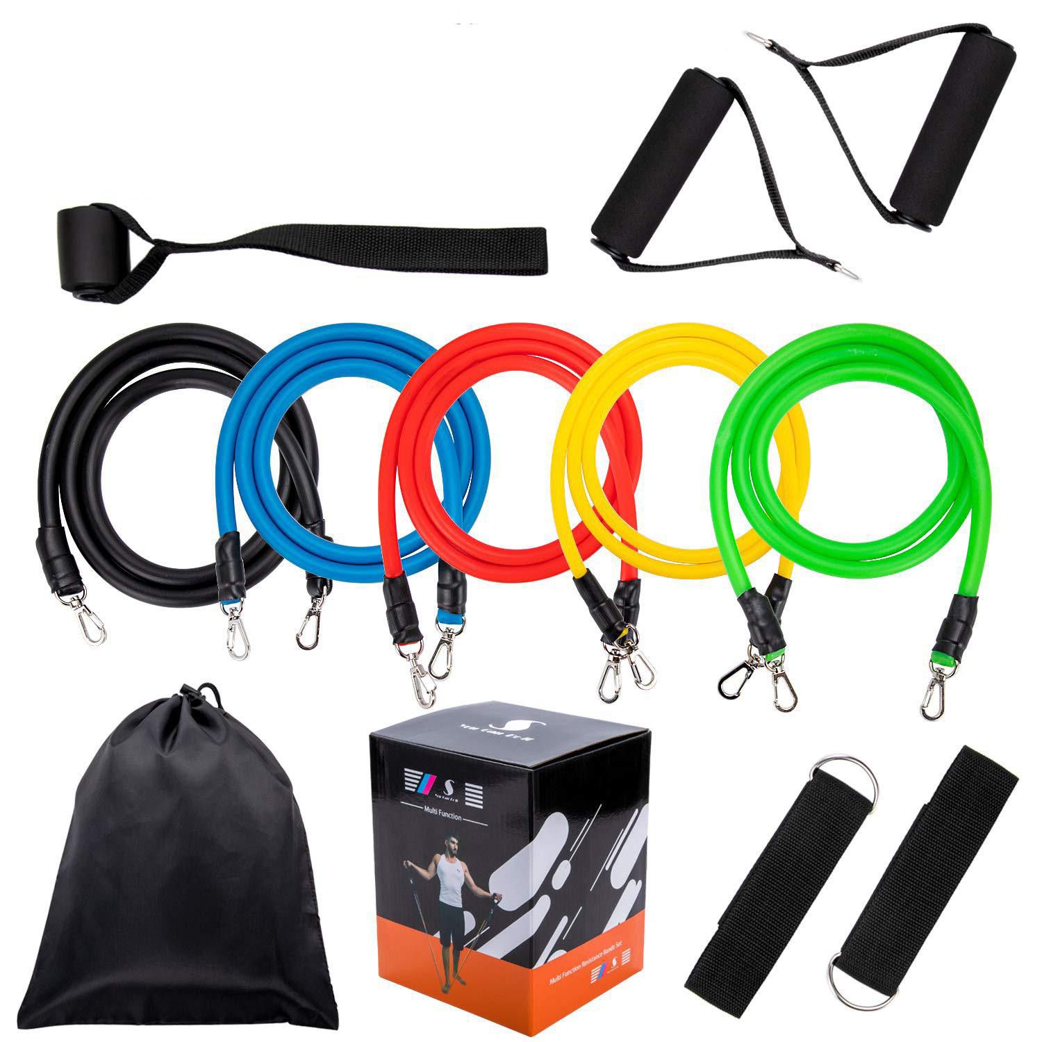 Bộ dụng cụ dây cao su đàn hồi tập thể thao, tập gym tại nhà tiện dụng J555