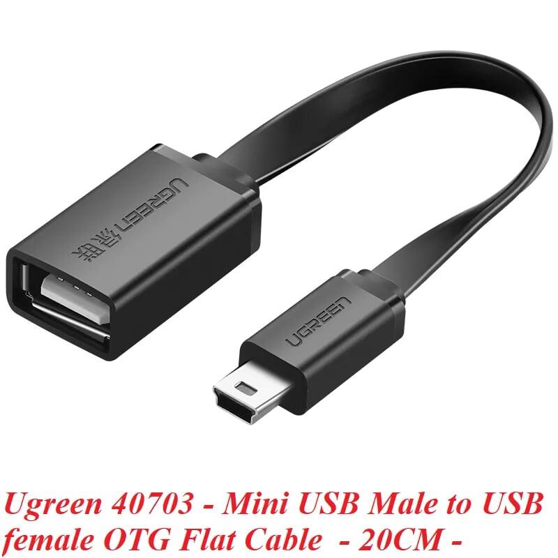 Ugreen UG40703US249TK 20CM màu Đen Cáp chuyển đổi MINI USB sang USB âm hỗ trợ OTG dáng dẹt - HÀNG CHÍNH HÃNG