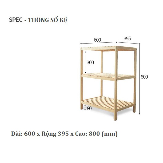 KỆ LÒ VI SÓNG 3 TẦNG Dài 60cm x Cao 80cm