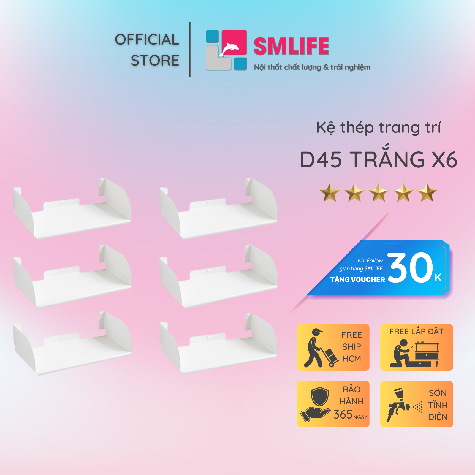 Kệ trang trí treo tường chữ D45