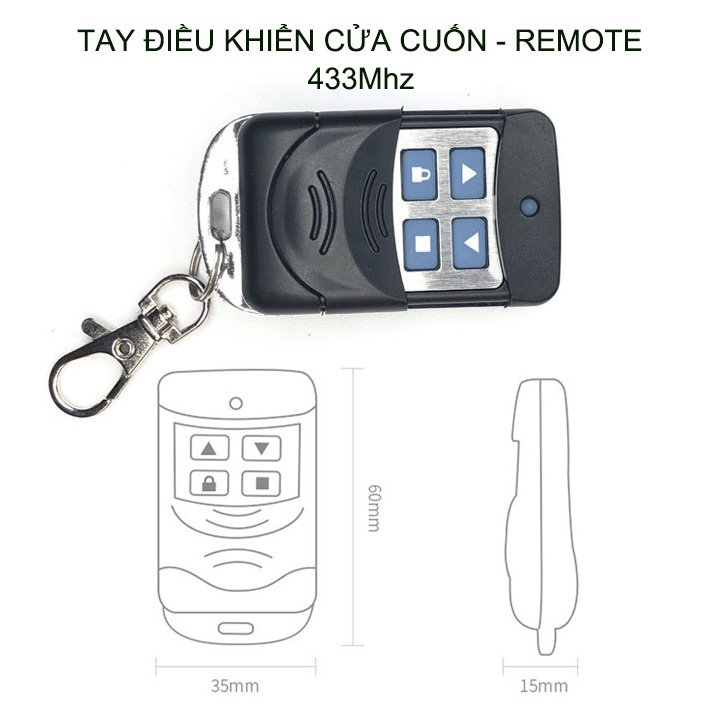 Điều khiển cửa cuốn mã cố định, tần số 433Mhz (remote)