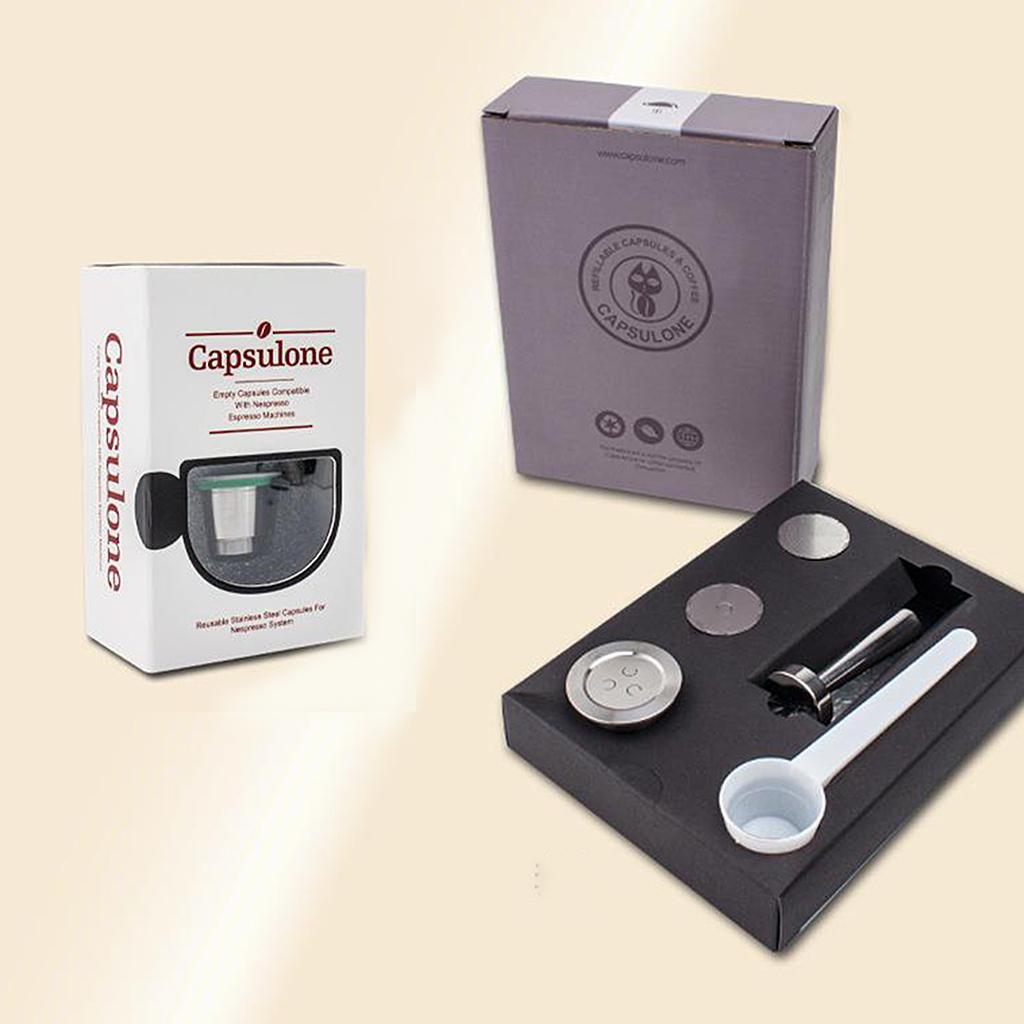 Stainless Steel Coffee Capsule Coffee Pod w/ Lid Refillable & Reusable