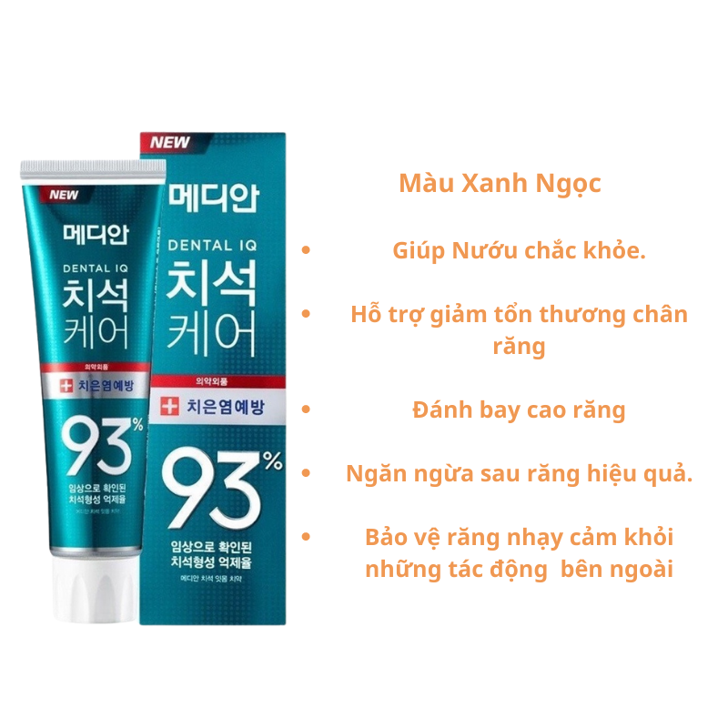 Kem Đánh Răng Giúp Trắng Răng, Giảm Ố,  Mùi Hôi, Chống Sưng Nướu Median Dental IQ 93% Toothpaste 120g