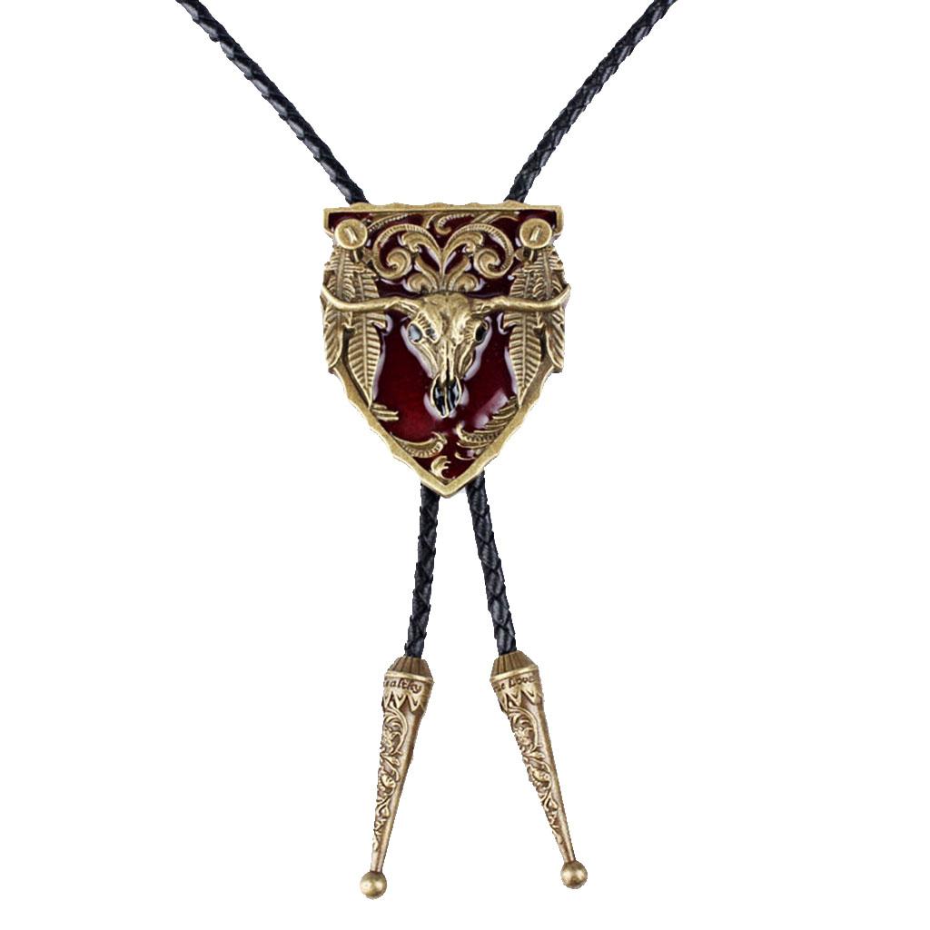 Men's Vintage Western Cowboy Rodeo Cow Bolo Tie Bola Pendant Necklace