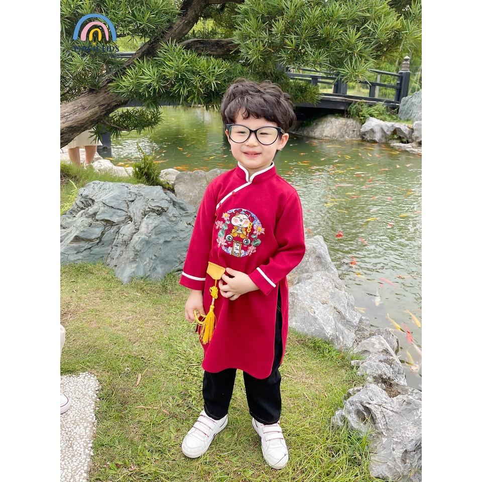 Áo dài Tết bé trai 2 3 4 5 6 7 8 9 10 tuổi Magickid dáng cách tân mẫu mới Tết Quý Mão 2023 chất nhung tăm Quần áo trẻ em