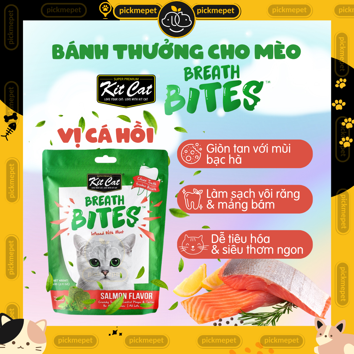 [60g] Snack Bánh Thưởng Breath Bites Sạch Răng Thơm Miệng Kit Cat KitCat