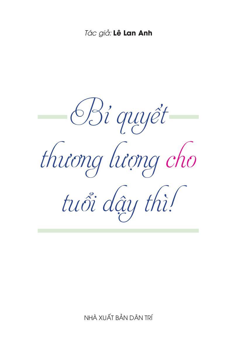 Sách Bí Quyết Thương Lượng Tuổi Dậy Thì