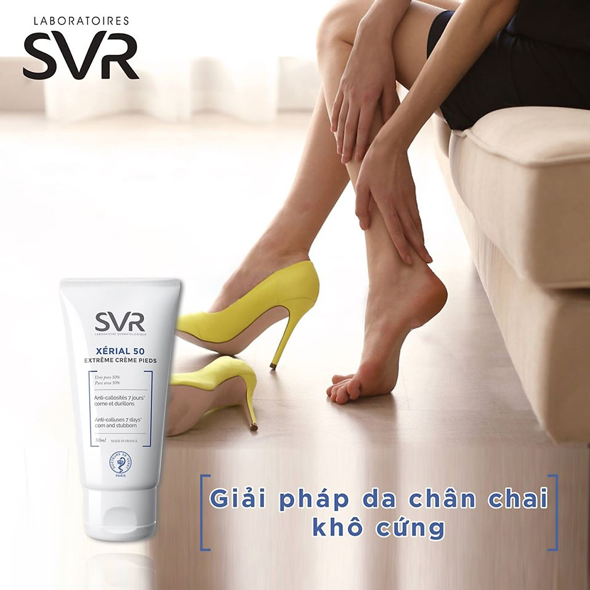 Kem dưỡng da làm giảm vết chai ở bàn chân, bàn tay và khuỷu tay SVR XERIAL 50 Extreme Creme Pieds 50ml + Tặng Kèm 1 Băng Đô Tai Mèo ( Màu Ngẫu Nhiên)