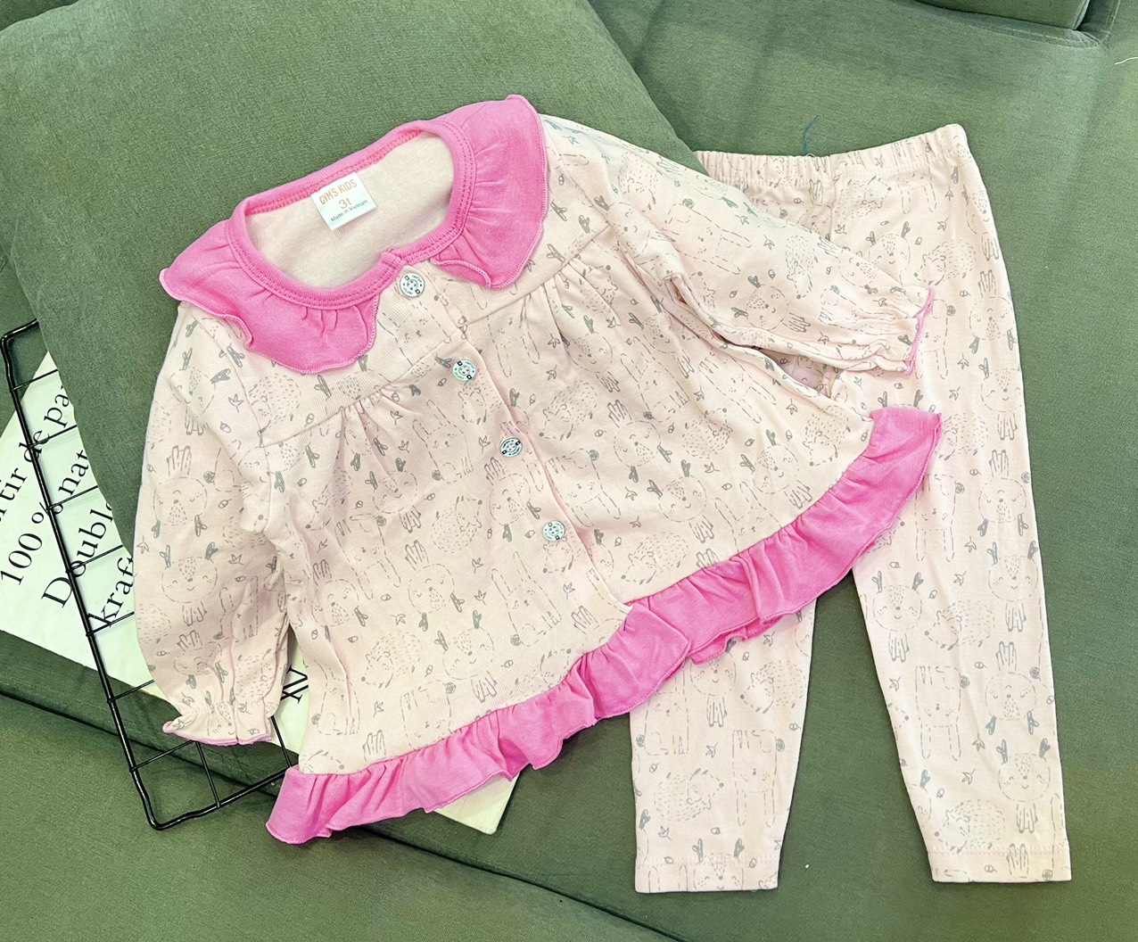 Đồ bộ ngủ dài tay cho bé gái từ 8-25kg chất cotton hàng xuất khẩu mềm mát