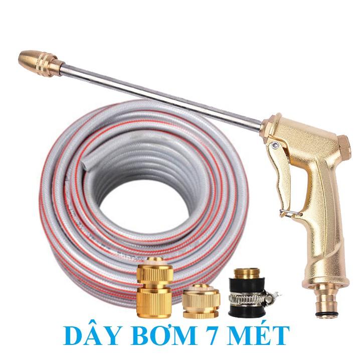 Bộ dây vòi xịt nước rửa xe,tưới cây .tăng áp 3 lần,loại 7m,10m 206701-3 đầu đồng,cút đồng,nối đ+tặng túi đựng bút
