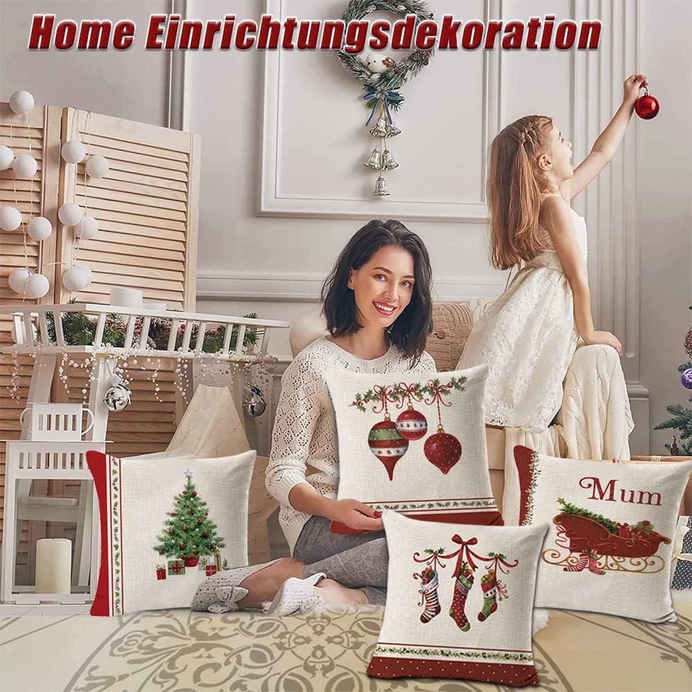 Bộ 4 Vỏ Gối Giáng Sinh, Vỏ Gối Giáng Sinh, Gối Trang Trí Giáng Sinh, Gối Trang Trí Mùa Đông, Vỏ Gối Merry Christmas, Vỏ Gối Trang Trí 45 x 45, Vỏ Gối Giáng Sinh Vải Lanh Mịn