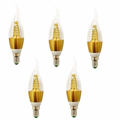 Combo 10 bóng đèn led nến 5W ánh sáng vàng dùng trong đèn trang trí, đèn chùm, đèn tường, đèn ngủ.