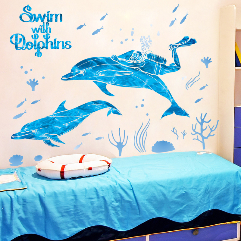 Decal dán tường Bơi Cùng Dolphin XL7205