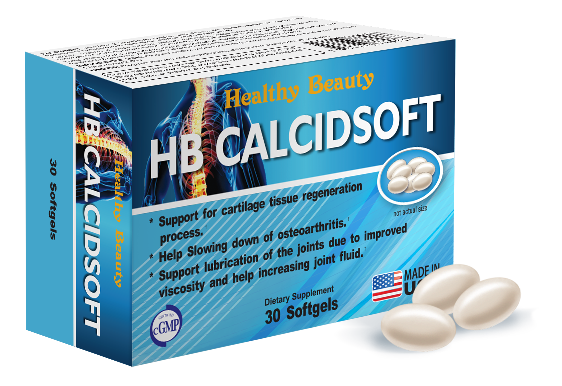 [CHÍNH HÃNG] Viên uống bổ sung Calcium và vitamin D Healthy Beauty Calcidsoft nhập khẩu Mỹ giúp xương chắc khỏe, phòng chống loãng xương hộp 30 viên
