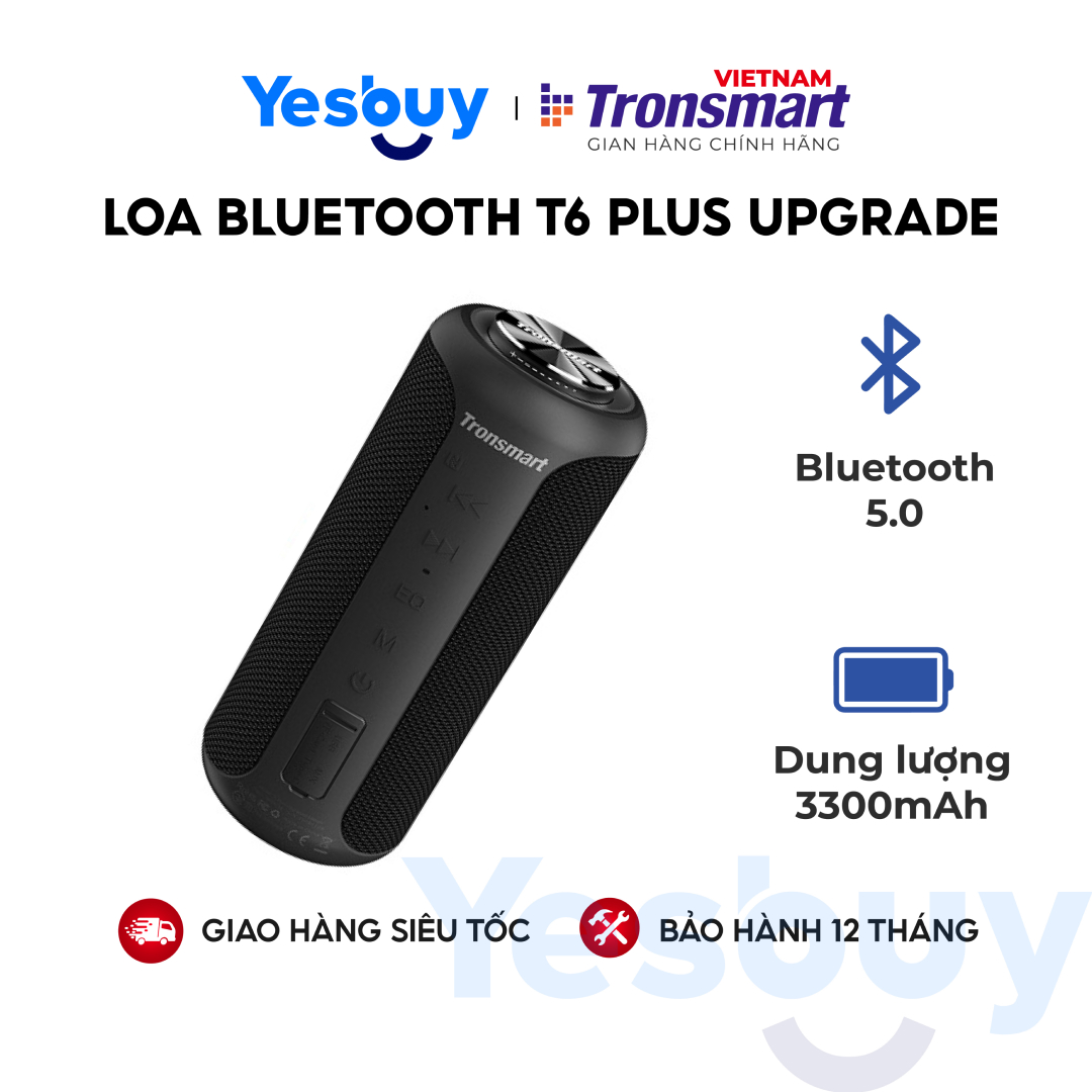 Loa bluetooth 5.0 ngoài trời, âm thanh vòm 360 độ, bass sâu Tronsmart Element T6 Plus Upgraded (Phiên bản nâng cấp của T6 Plus) - Hàng chính hãng