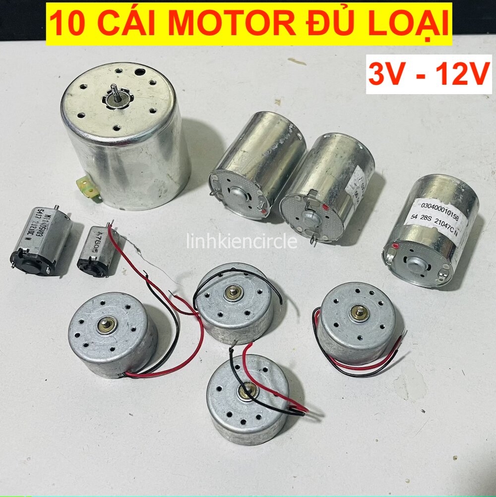 10 cái motor mini đủ loại 3V - 12V dùng học tập DIY - LK0372