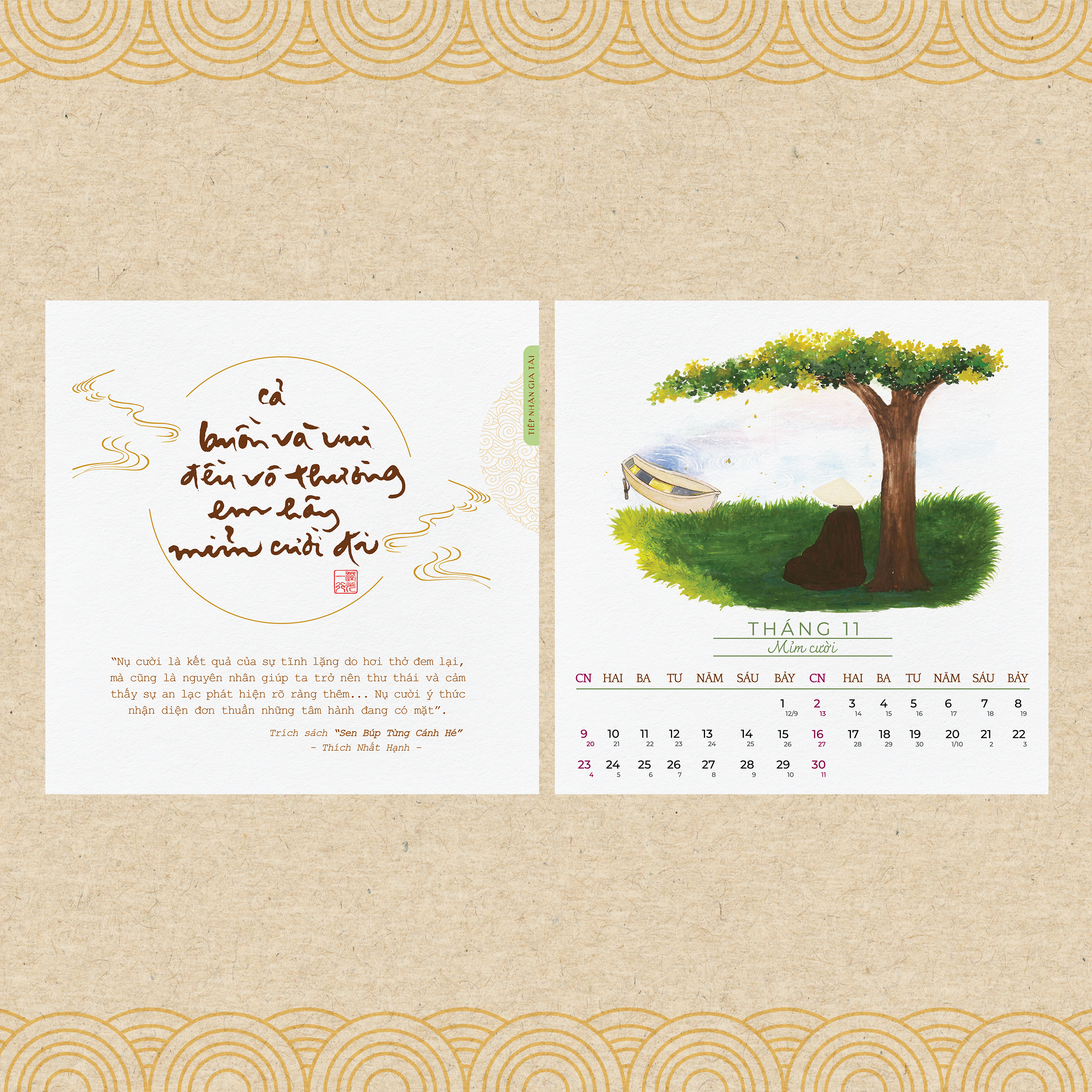 Bộ lịch thư pháp Làng Mai 2025 - Chủ đề: Ý THỨC EM MẶT TRỜI TỎ RẠNG- Lịch Treo Tường Và Lịch Bàn- Thái hà Books