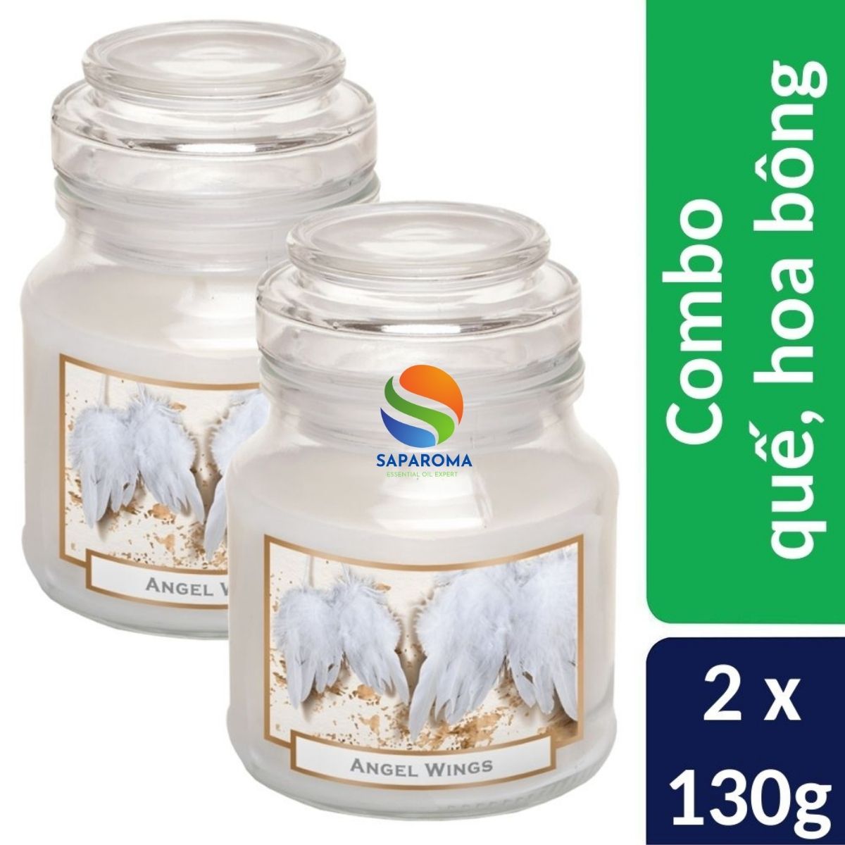 Combo 2 hũ nến thơm tinh dầu Bartek Angel Wings 130g - quế, hoa bông, nến trang trí, thơm phòng, thư giãn, Hỗ trợ khử mùi