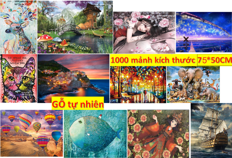 Tranh ghép hình GỖ 1000 mảnh- đồ chơi xếp hình