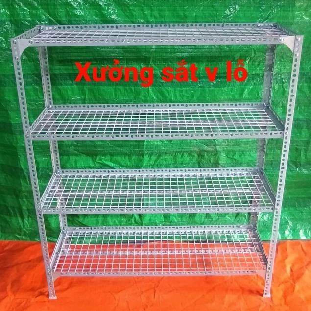 Kệ sắt v lỗ ( vỉ lưới sắt ô vuông) Rộng 40cm x Dài 1,2M ( Cao từ 60cm đến 1,5M) Nhiều tầng kệ