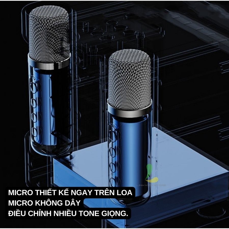 Loa Bluetooth Karaoke Su-Yosd YS203 - Loa xách tay mini YS-203 chất liệu nhựa cao cấp, công suất 35W kèm 2 micro không dây - Hàng nhập khẩu