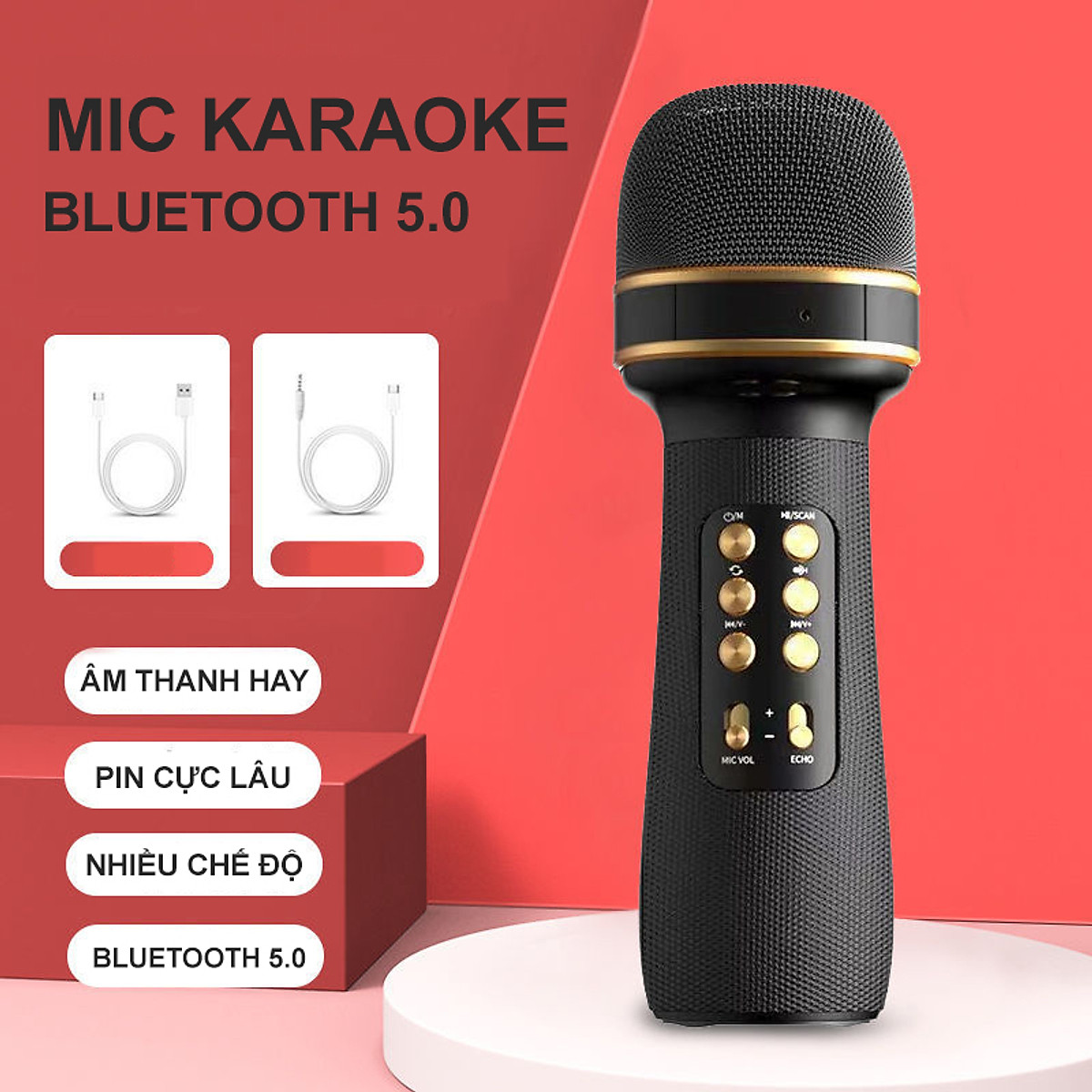 Micro Karaoke Bluetooth Kèm Loa Bluetooth Mini Mitsunal WS-898 Nâng giọng cực chất Loa Bluetooth Karaoke Mini Gia Đình Có Thu Âm Có Thẻ Nhớ USB AUX Mic LiveStream Không Dây- hàng chính hãng