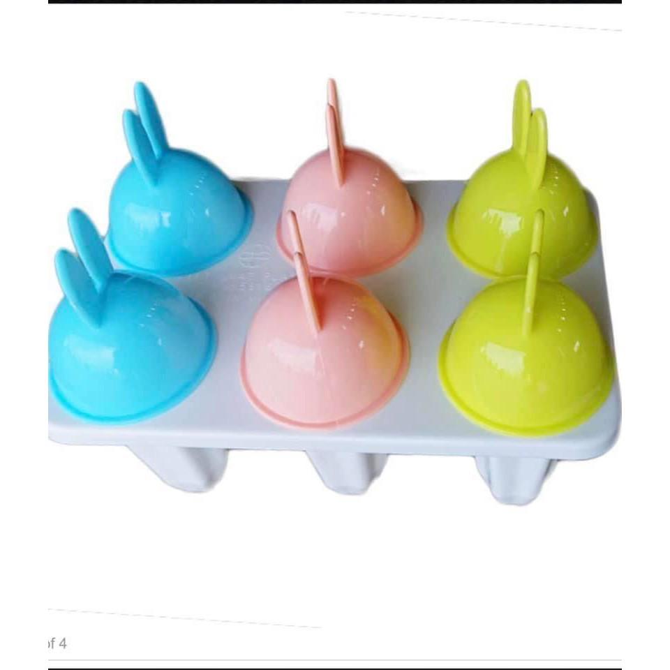 KHUÔN LÀM KEM KHUÔN LÀM KEM 6 NGĂN HÌNH THỎ MỚI - giao màu ngẫu nhiên