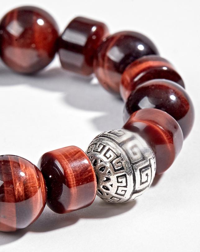 Vòng Đá Thạch Anh Mắt Hổ Đỏ Viên Trụ