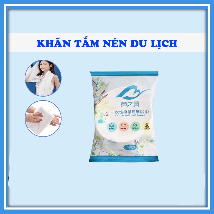 Khăn Tắm Viên Nén Du Lịch Cotton (70x140cm) Nhỏ Gọn Tiện Dụng