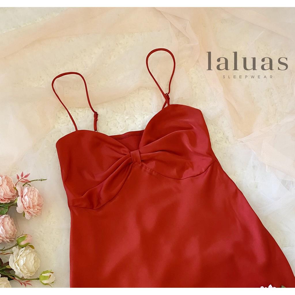 Váy ngủ lụa nơ hình tự chụp Laluas