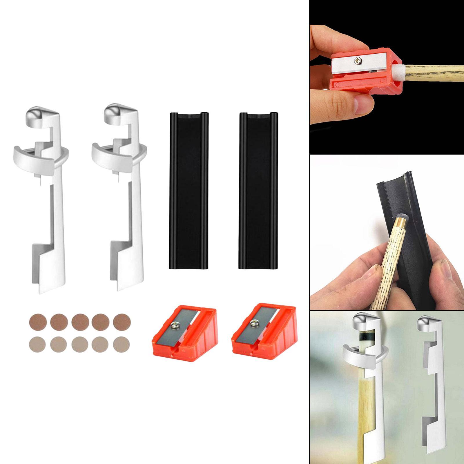 16pcs Pool Cue Repair Set: 2 Pool Cue Tip Clamp, 10 Billiard Cue Tips, 2 Shaping, 2 Planers
