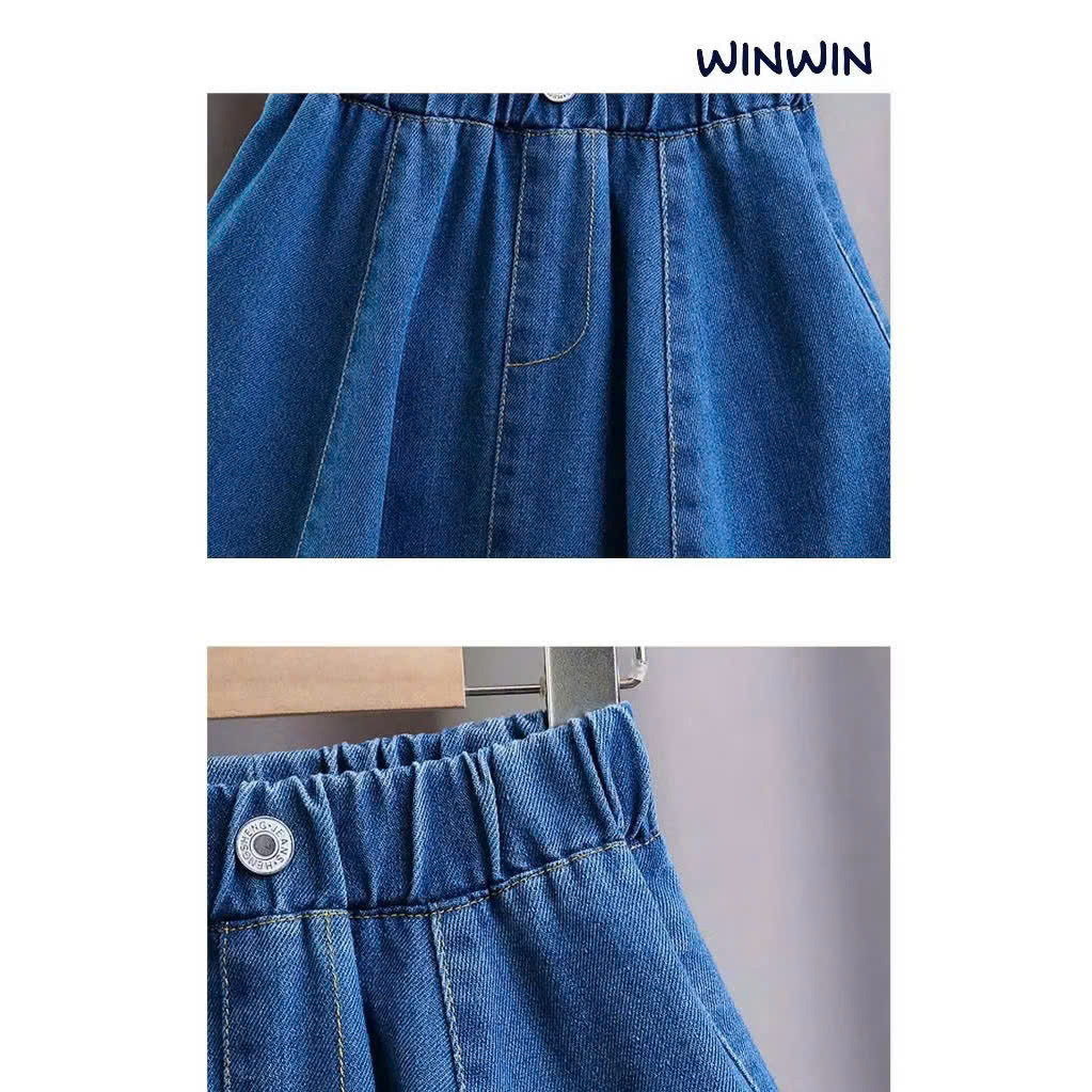 CHÂN VÁY BÉ GÁI JEAN COTTON XOÈ FORM DÀI TỪ 12-45KG CHO BÉ GÁI