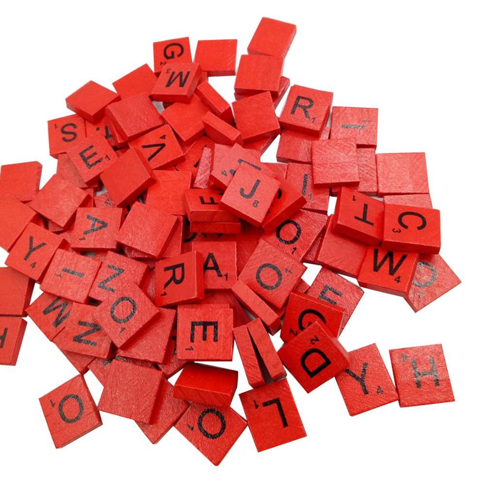 New Wooden Puzzle Tiles Letters 100 Set of Alphabet Board Game Pieces Scrapbooking Craft DIY