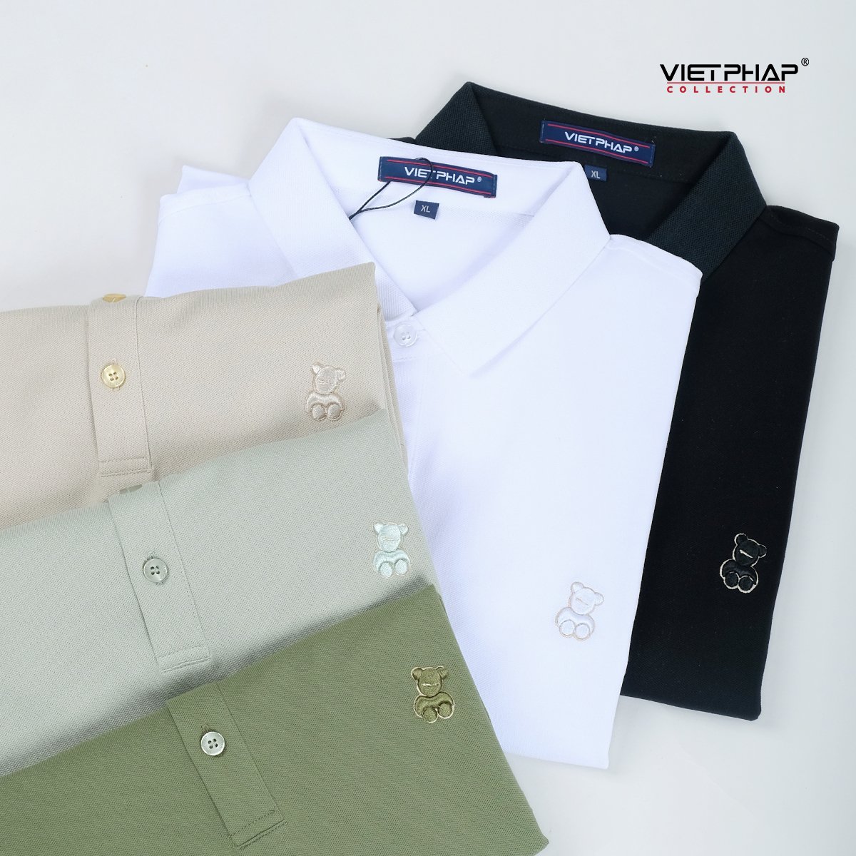Áo Polo Nam VIỆT PHÁP Form Basic Chất liệu Cotton Pique co giãn thấm hút mồ hồi tốt 2A003