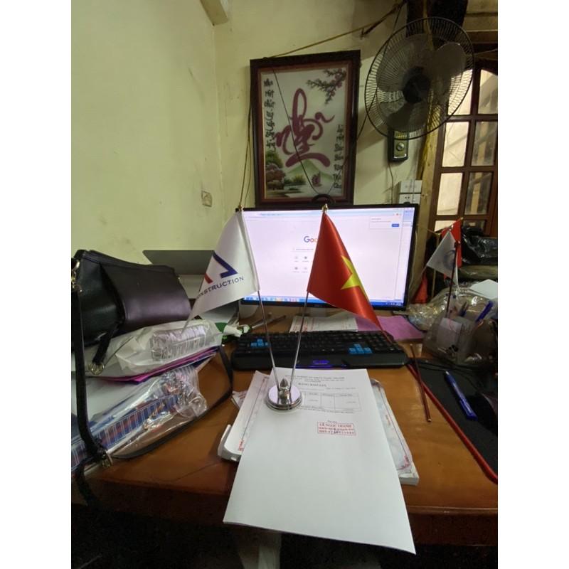 Cờ để bàn 35cm in logo rút lên xuống được, cờ để bàn in theo yêu cầu
