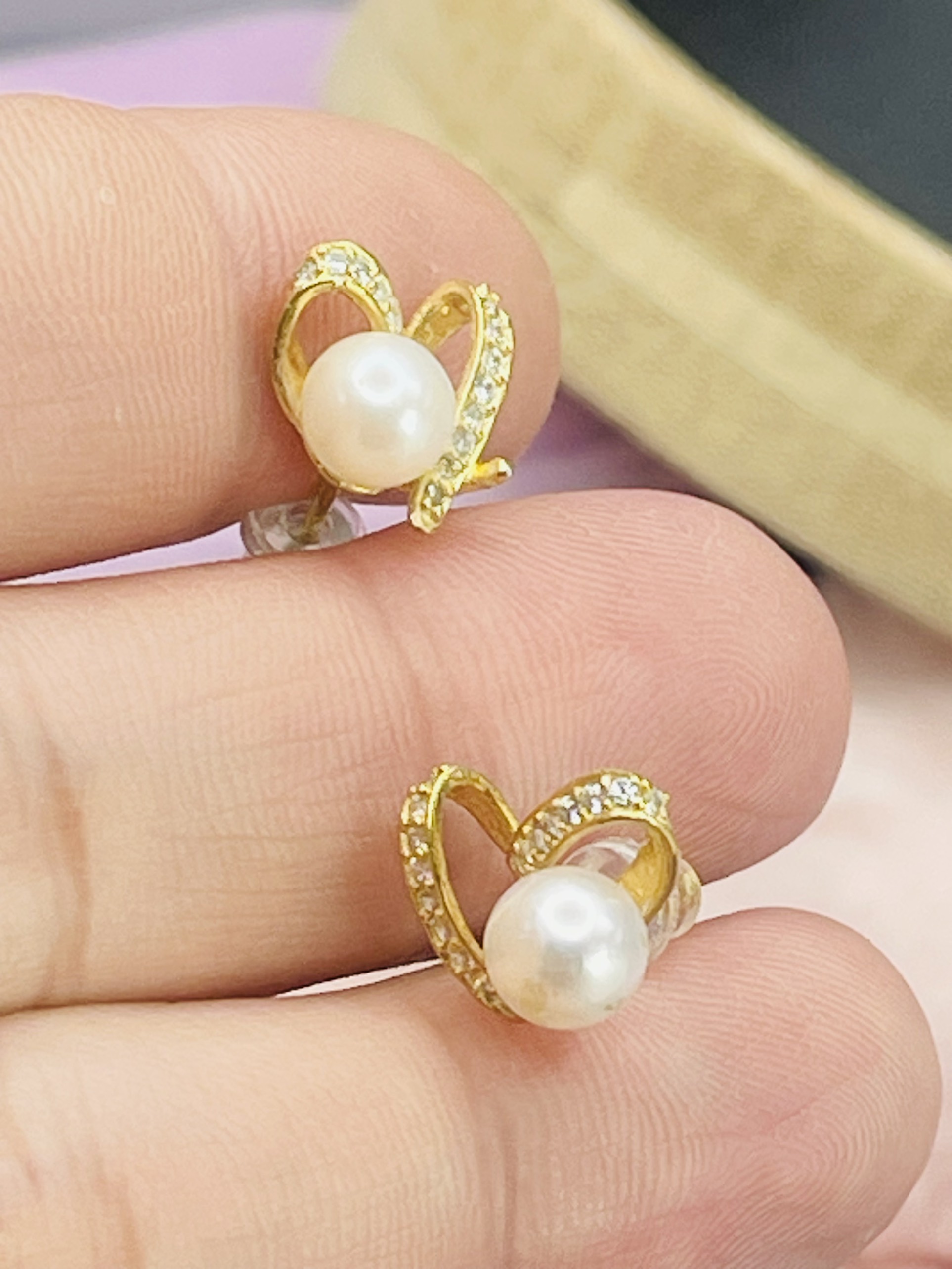 Hoa tai Bạc 925 xi vàng Trai mặn Akoya