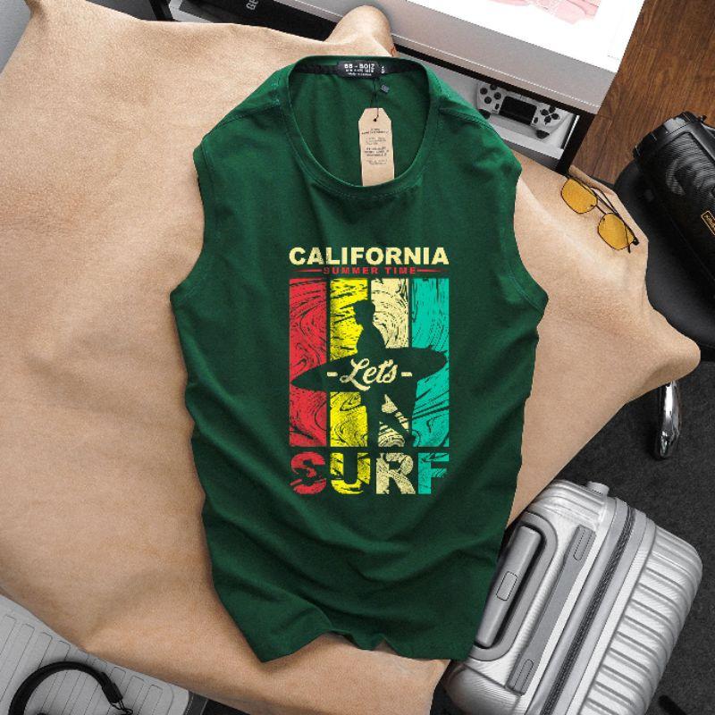 Áo thun ba lỗ màu xanh đen, rêu vải cotton tanktop bigsize nam 80-130kg