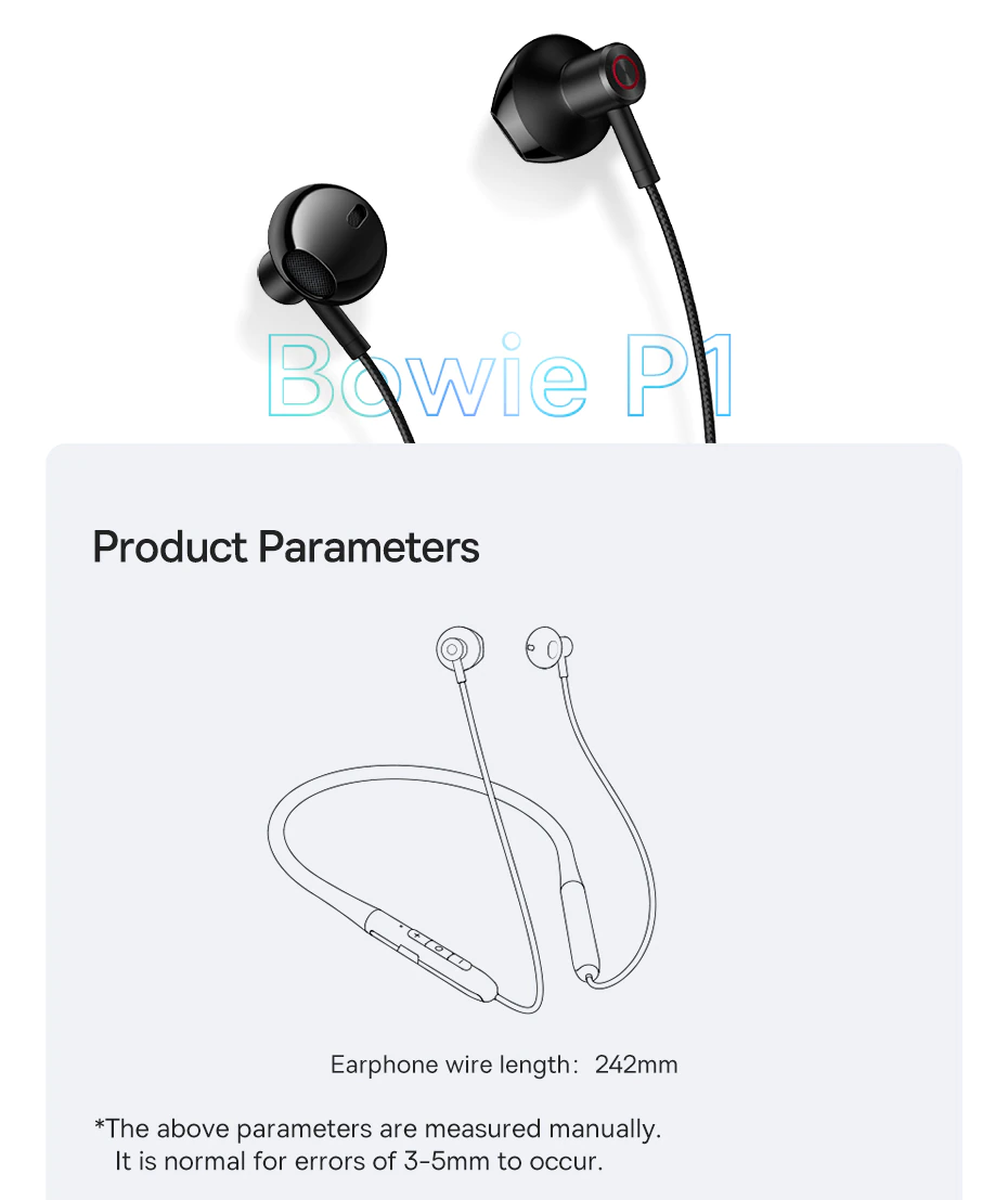 Tai Nghe Bluetooth Baseus Bowie P1 Half In-ear Neckband Wireless Earphones- hàng chính hãng