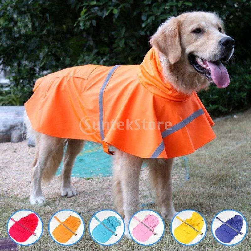 Reflective Dog Rain Coat Jacket Hooded Rainwear
