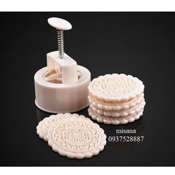 Khuôn bánh trung thu lò xo 250gr 6 mặt tròn